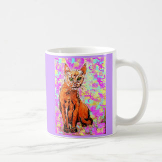 Mug pourpre curieux de chat