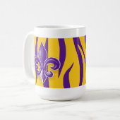 Mug Pourpre et rayure de tigre d'or avec Fleur de Lis (Devant gauche)