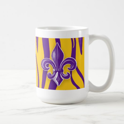 Mug Pourpre et rayure de tigre d'or avec Fleur de Lis (Droite)