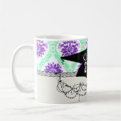 Mug pourpre et vert damas de remise des diplômes (Gauche)