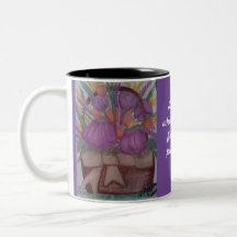 Mug pourpre, fleurs pourpres, poème Helen Keller