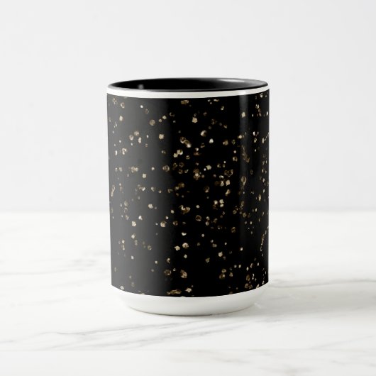 Mug Poussière Parties scintillant or sur noir (Centre)