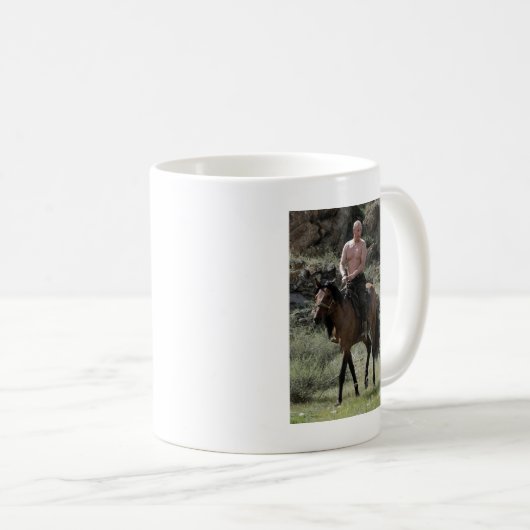 Mug Poutine sans chemise monte un cheval (Devant droit)