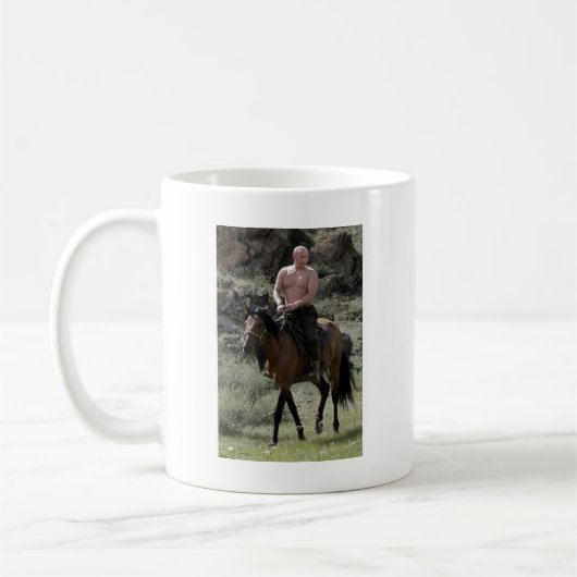 Mug Poutine sans chemise monte un cheval (Gauche)