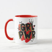 Mug POUVOIR FILLE, Couronne & Coeurs, Rouge & Or (Gauche)
