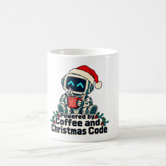 Mug Powered by Coffee and Christmas Code Robot (Centre)