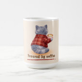 Mug "Powered by Coffee" Cat Holding A Cup of Coffee (Centre)