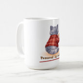 Mug "Powered by Coffee" Cat Holding A Cup of Coffee (Devant gauche)