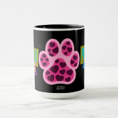 Mug "Powered by Paws" Coeurs roses Design (Centre)