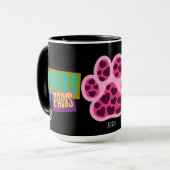 Mug "Powered by Paws" Coeurs roses Design (Devant gauche)