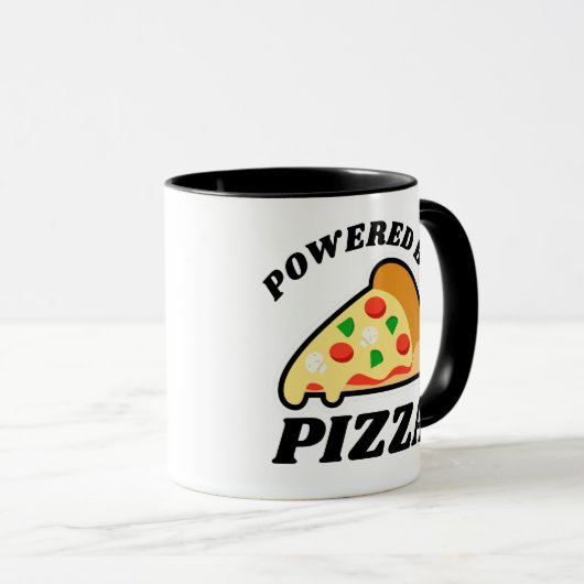 Mug 'Powered by Pizza' (Alimenté par la pizza) (Devant droit)