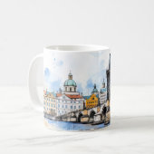 Mug Prague : aquarelle du pont Charles (Devant gauche)