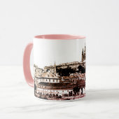Mug Prague, Ville historique, Château & Drapeau - Tchè (Devant gauche)