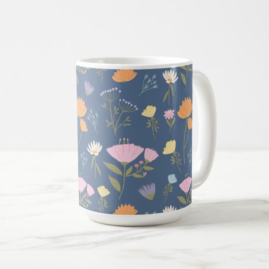 Mug Prairie colorée sur fond bleu (Devant droit)