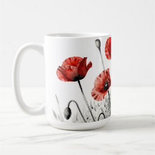 Mug Prairie de fleurs de pavot rouge vibrant