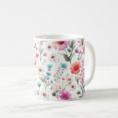 Mug Prairie de fleurs sauvages blanc, vert, bleu, marr (Devant droit)