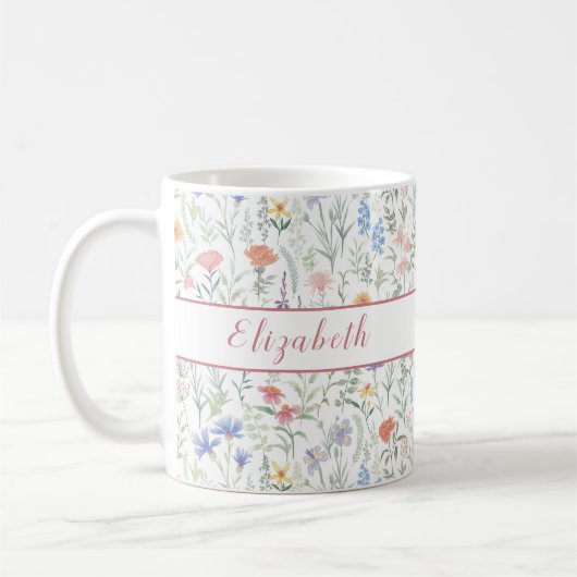 Mug Prairie de fleurs sauvages coquette personnalisée  (Gauche)