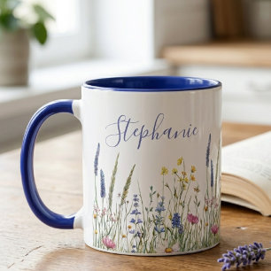 Mug Prairie de fleurs sauvages indigo atténué botaniqu