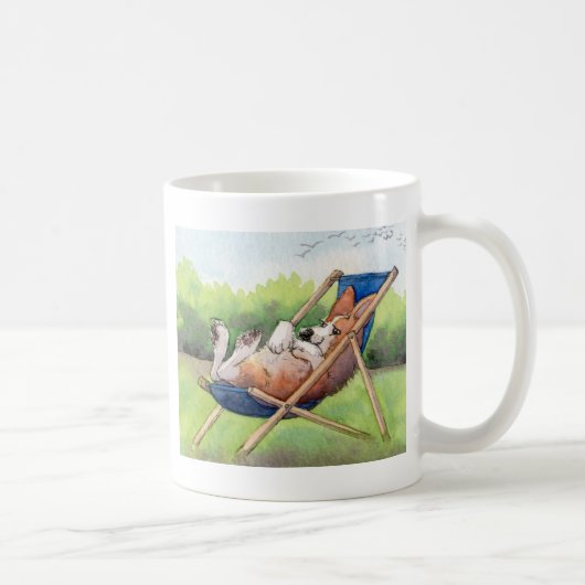 Mug Pratique pour l'été - corgi dans une chaise longue (Droite)