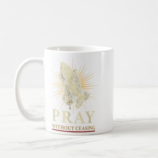 Mug Praying Hands Jesus Cross Rosary Faith Devotion Pr (Gauche)