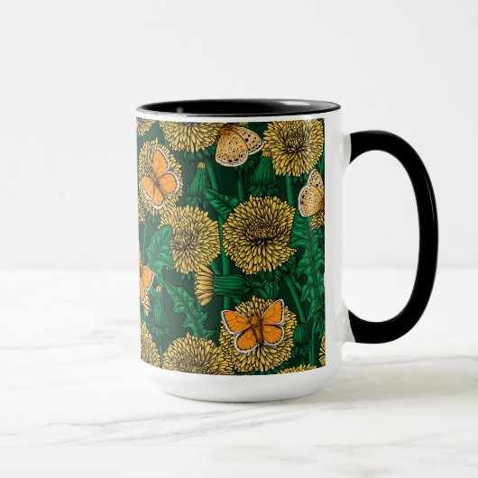 Mug Pré de Dandelion sur vert foncé (Droite)