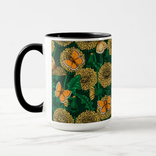 Mug Pré de Dandelion sur vert foncé (Gauche)