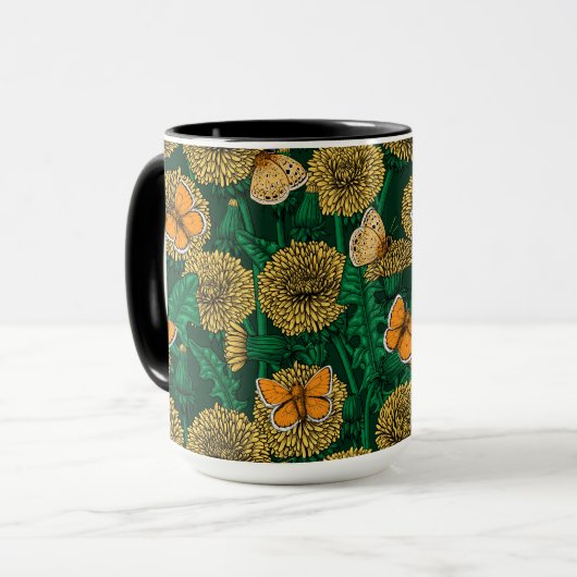 Mug Pré de Dandelion sur vert foncé (Devant gauche)
