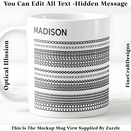 Mug Préférence de café Message Caché Nom 101B Moderne