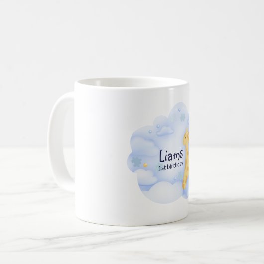 Mug Premier anniversaire bleu (Devant gauche)