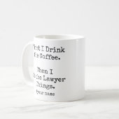 Mug Premier café puis choses d'avocat drôle (Devant gauche)