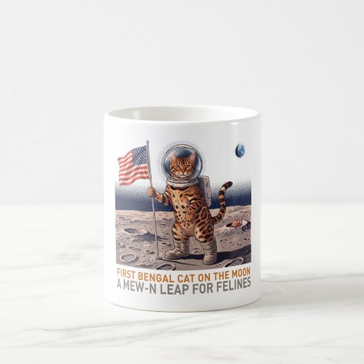 Mug Premier chat Bengal sur la Lune - Félin spatial ré (Centre)