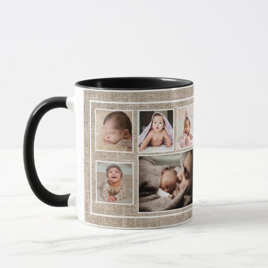 Mug Premier Fête des pères 7 Collage de photos Rustic  (Gauche)