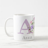 Mug Premier Initial Plus Nom Anna avec Fleurs (Gauche)