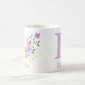 Mug Premier Initial Plus prénom avec des fleurs (Centre)