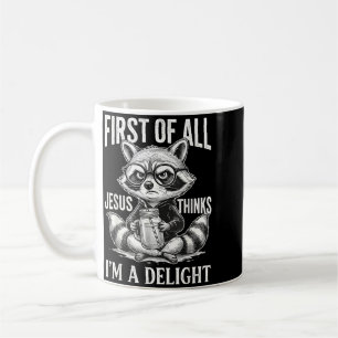 Mug Premier Jésus pense qu'un design de raton laveur e