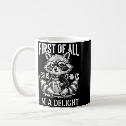 Mug Premier Jésus pense qu'un design de raton laveur e (Gauche)