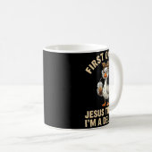 Mug Premier Jésus pense qu'une joie drôle de mème d'oi (Devant droit)