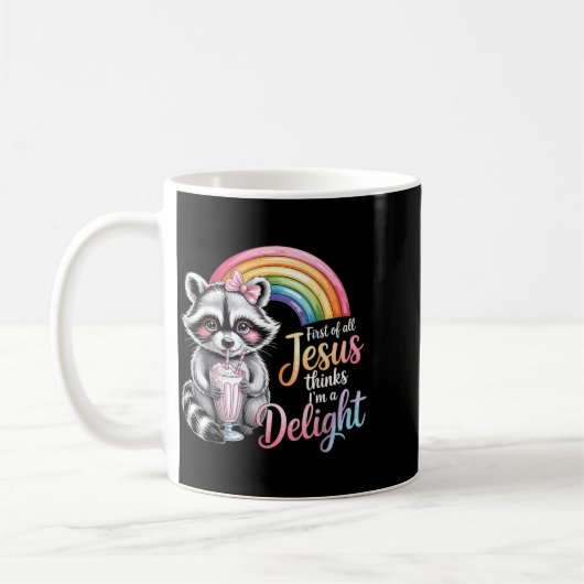 Mug Premier Jésus Pense Une Conception De Raton Laveur (Gauche)