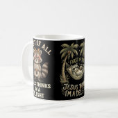 Mug Premier Jésus pense une conception de raton laveur (Devant gauche)