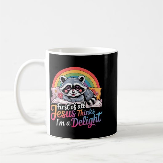 Mug Premier Jésus Pense Une Conception De Raton Laveur (Gauche)