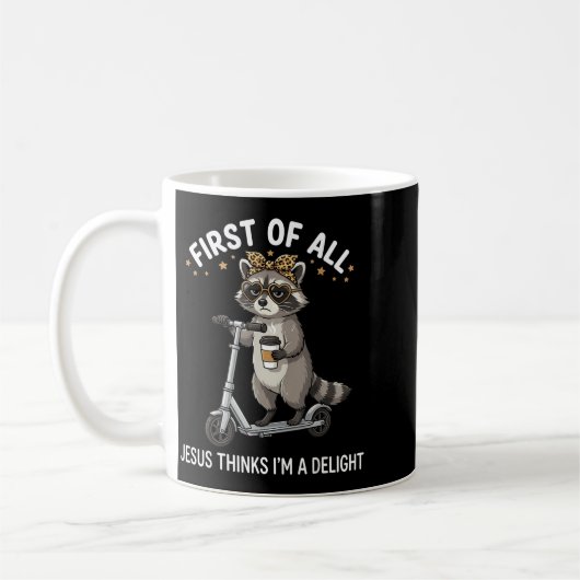 Mug Premier Jésus pense une conception de raton laveur (Gauche)