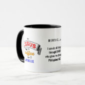 MUG PREMIER JÉSUS PERSONNALISÉ PUIS CAFÉ (Devant gauche)