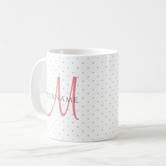 Mug Premier Modèle Monogramme Ajouter Votre Nom Modern (Devant gauche)