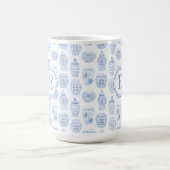 Mug Premier monogramme bleu blanc blanc Chine Imprimer (Centre)