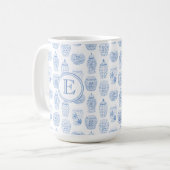 Mug Premier monogramme bleu blanc blanc Chine Imprimer (Devant gauche)
