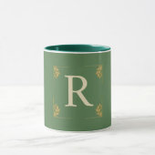 Mug Premier monogramme vert or personnalisé (Centre)