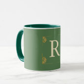 Mug Premier monogramme vert or personnalisé (Devant gauche)