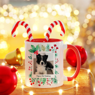 Mug Premier Noël de Chiot 2 Photo Aquarelle Vitrage
