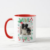 Mug Premier Noël de Chiot 2 Photo Aquarelle Vitrage (Gauche)