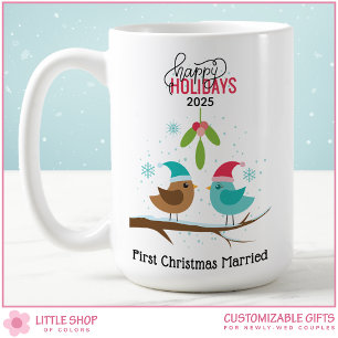 Mug Premier Noël de jeunes mariés amoureux